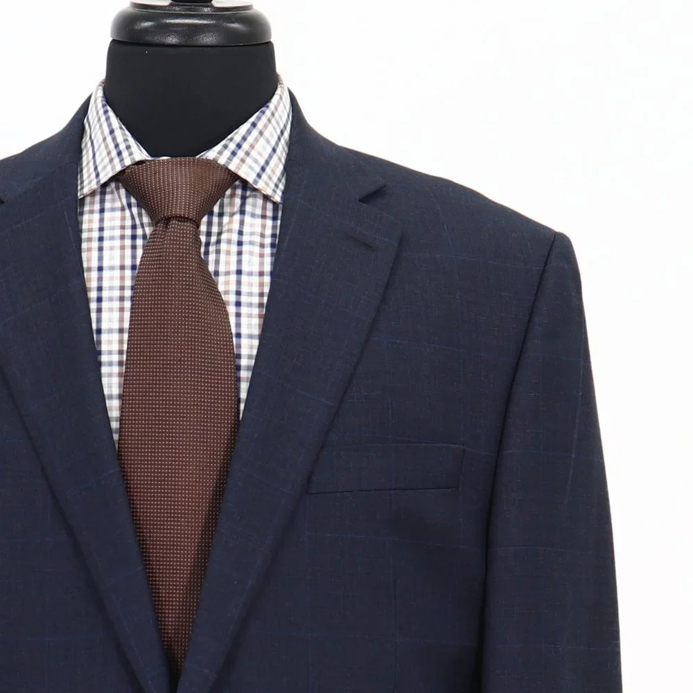 Ralph Lauren 42L Navy Check 2-Button Sport Coat Blazer Jacket P511